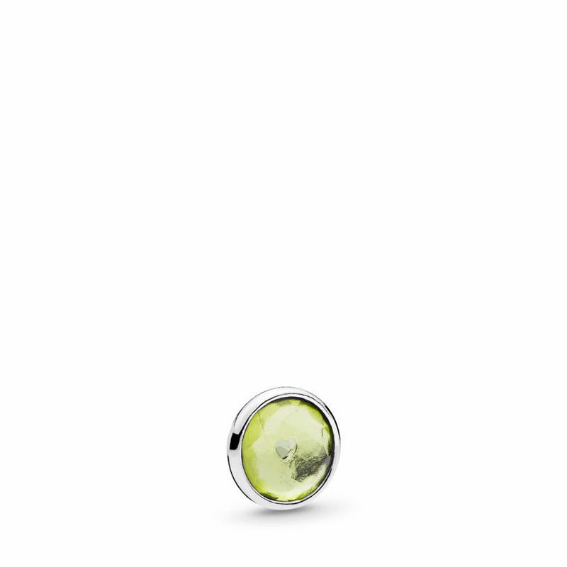 Pandora August Droplet Petite Locket Charm Ireland - Sterling Silver/Peridot - 719253GHM